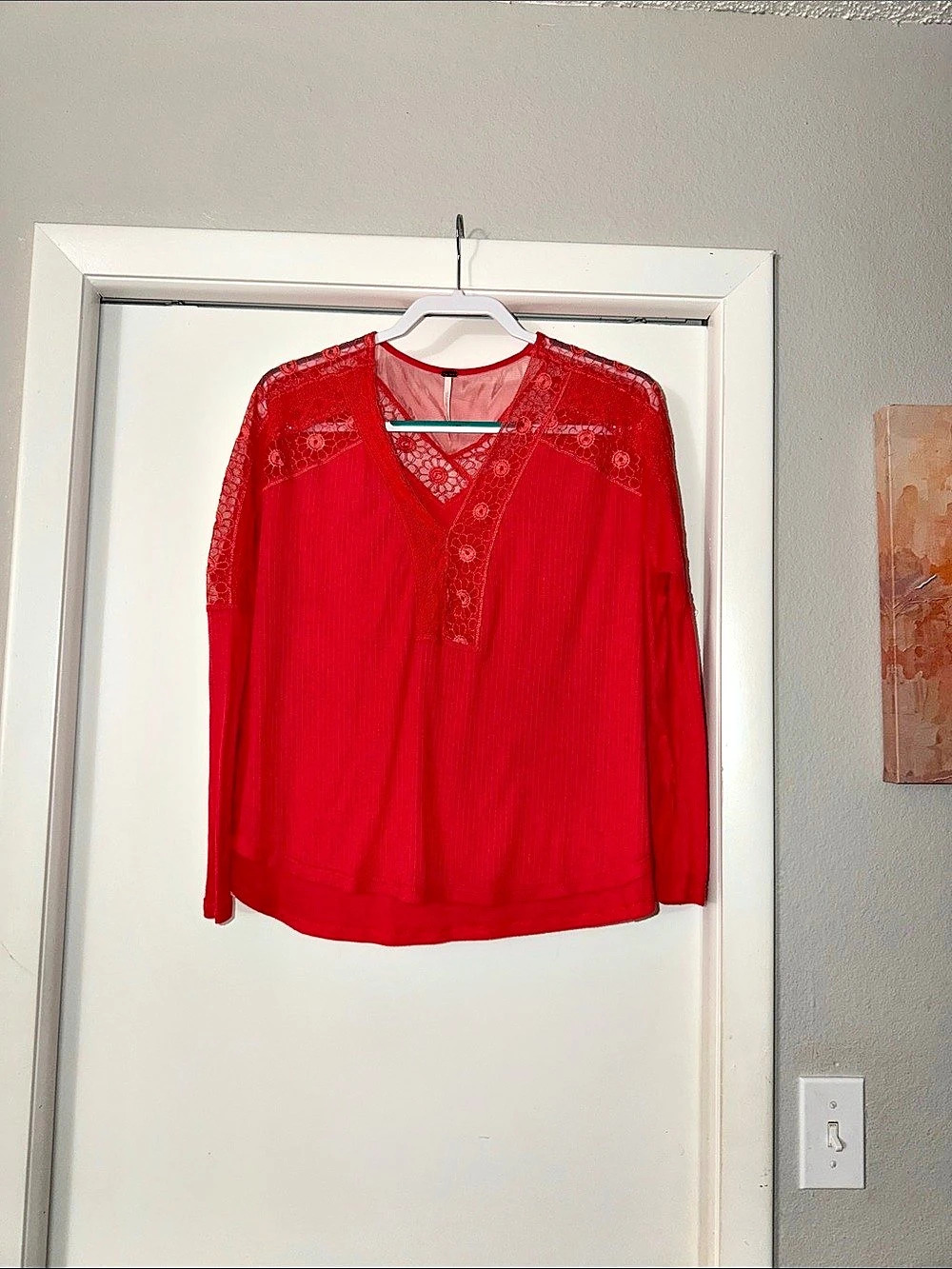 Free People New  Lace Trim Blouse Like New